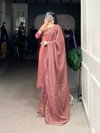 Peach Colour Viscose Tissue With Handwork With Lace Touch Up Top With Bottom Dupatta Bulk Orders In India Nnk3040